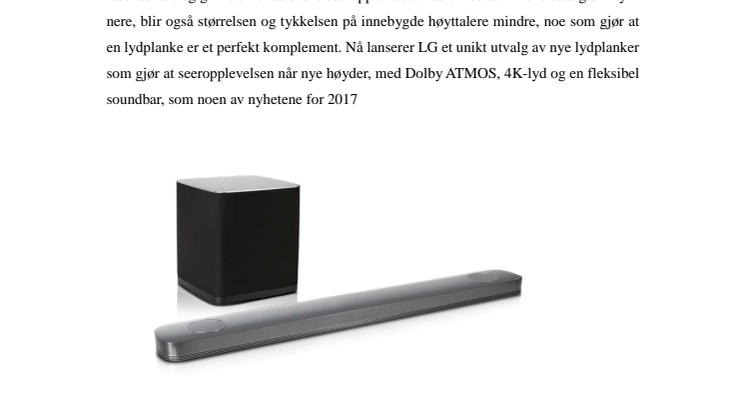 LG gir god lyd fra seg i 2017 med hjemmekinolyd til nye lydplanker