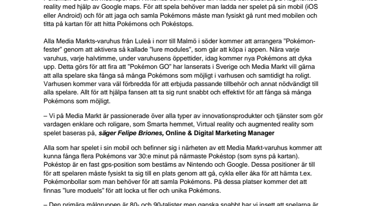 Pokémon Go i alla Media Markt-varuhus!