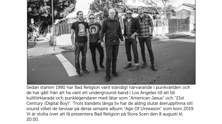 Punklegendarerna Bad Religion till Furuvik