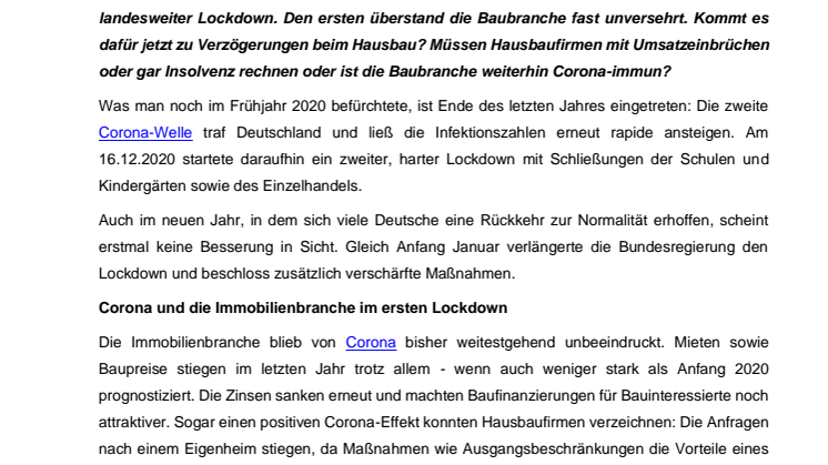 Corona: Was bedeutet der zweite Lockdown für den Hausbau?