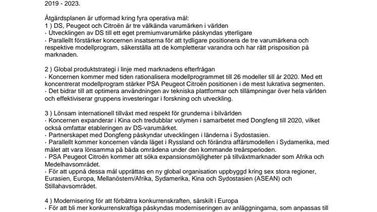 PSA presenterar framtidsplanen "Back in the race"