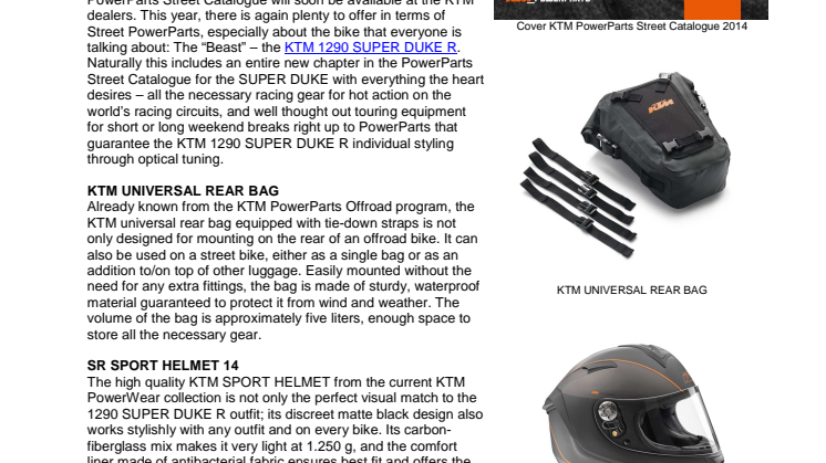 KTM PowerParts Street Catalogue 2014 soon available!