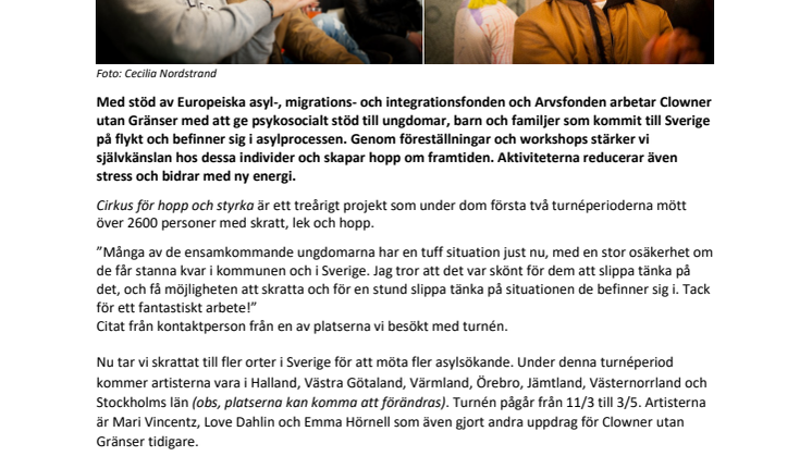 Clowner utan Gränser på Sverigeturné för att stärka asylsökande ungdomar