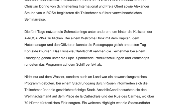 Weihnachtszauber in Frankreich: exklusive Inforeise mit A-ROSA und Schmetterling International