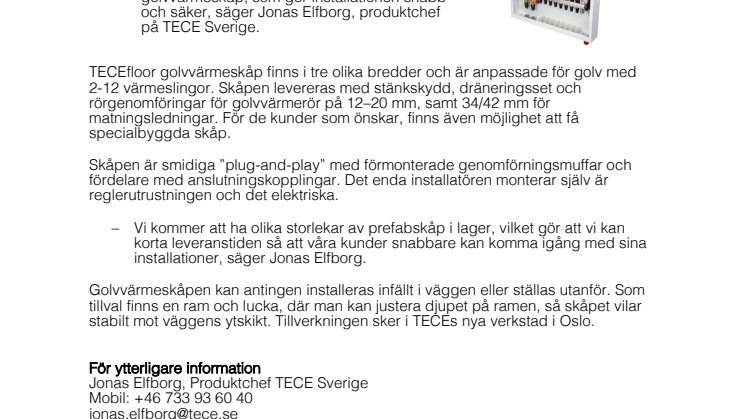 TECE lanserar prefabskåp för golvvärme 