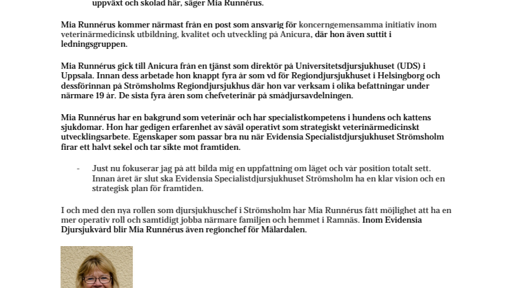 Mia Runnérus tillbaka i Strömsholm