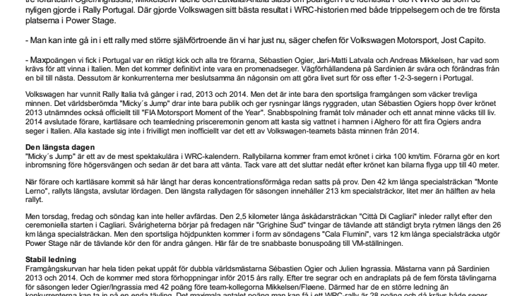 Medvind för Volkswagen inför Rally Italia