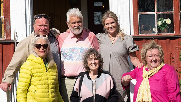Claes Malmberg, Hasse ”Kvinnaböske” Andersson, Kattis Ahlström, Ewa Fröling, Siw Malmkvist och Marianne Mörck. Foto:UR