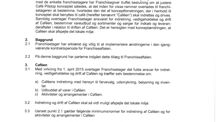Elite Gaming - tillæg til franchiseaftale