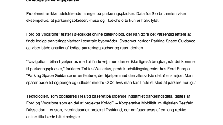 Ford spotter de ledige parkeringspladser