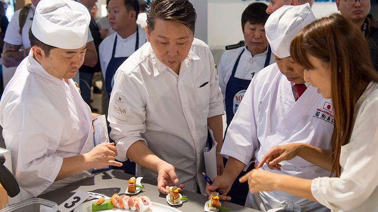 Japanische Sushi-Meister unter sich: Hirotoshi Ogawa, Takashi Okumura und Yoshizumi Nagaya