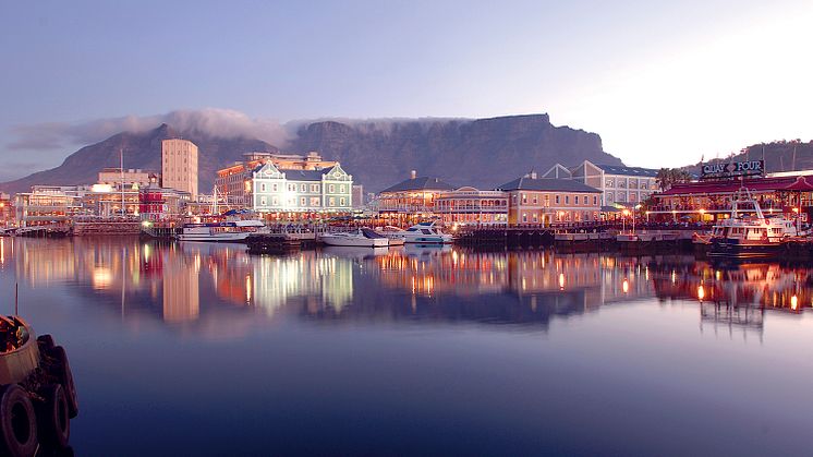 South Africa waterfront pierhead and Table Mountain