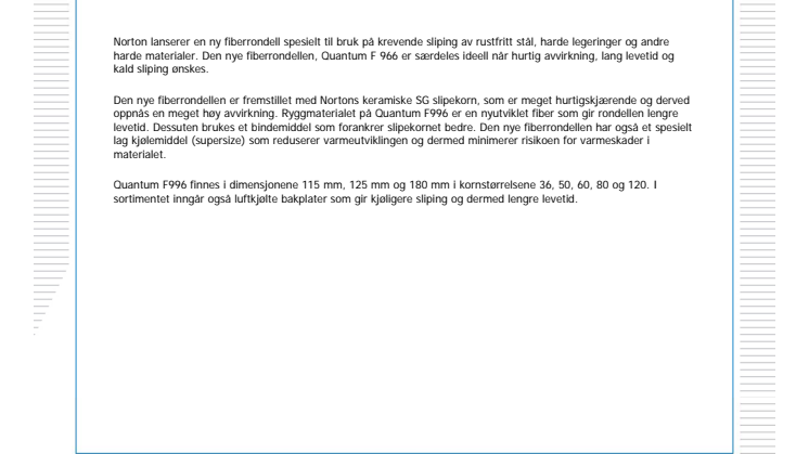 Ny fiberrondell til krevende sliping