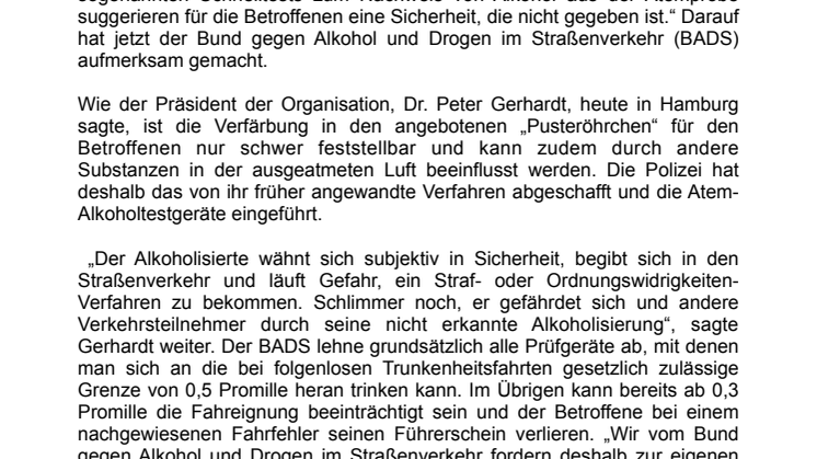 „Atem-Alkoholtest täuscht Sicherheit vor“