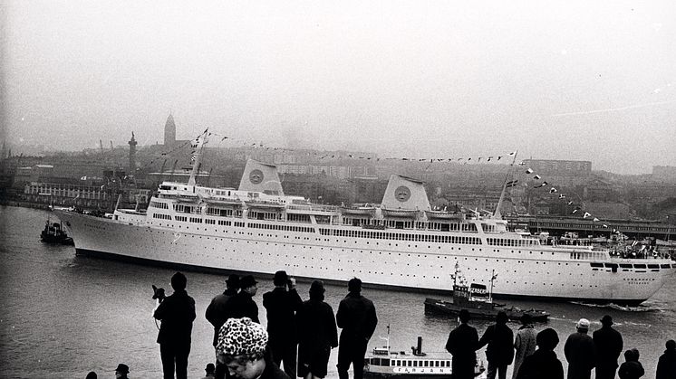 Kungsholms första ankomst till Göteborg år 1966. Foto: Gösta Lidén. Tillhör Sjöfartsmuseet Akvariets samlingar. 