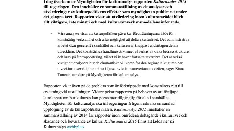 Ny rapport: kulturpolitiken sätter ramarna för konstnärligt handlingsutrymme 