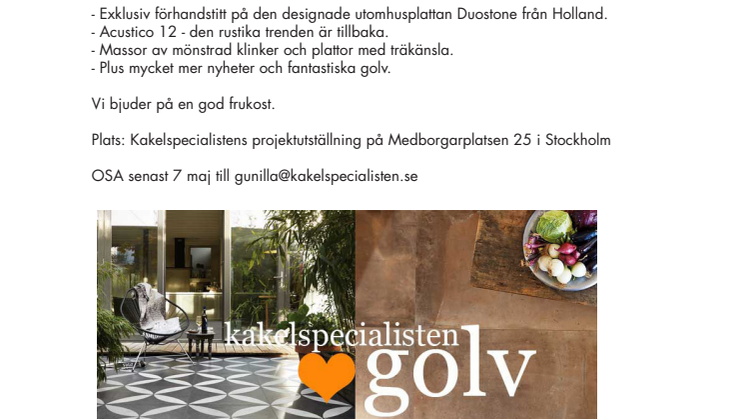 Pressfrukost och visning av golvnyheter på Kakelspecialisten