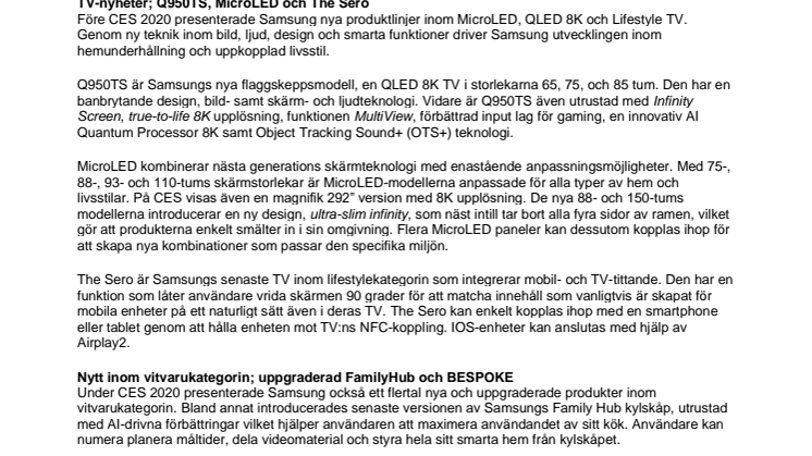 Samsungs nyheter under CES 2020