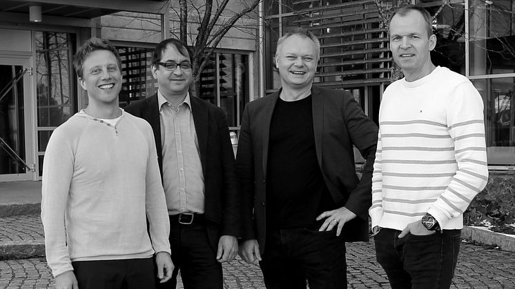 Grundarna av Algoryx Simulations, Martin Servin, Claude Lacoursière, Kenneth Bodin and Anders Backman. Foto: Johanna Liljedahl.