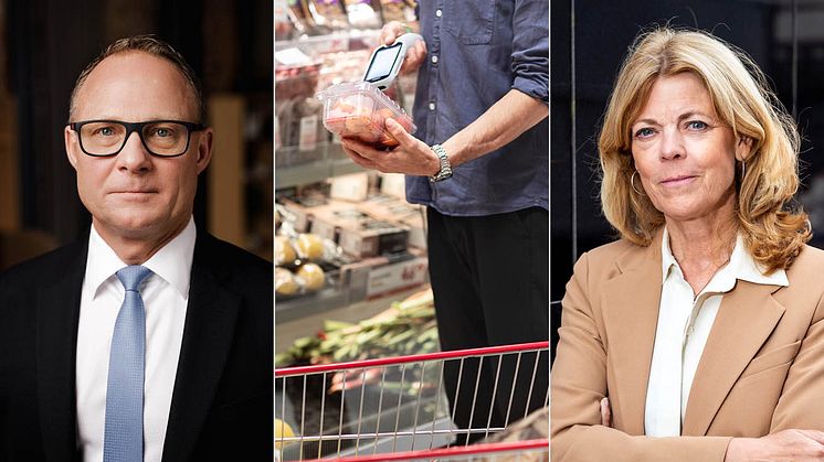 Björn Hellman, vd Livsmedelsföretagen och Karin Brynell, vd Svensk Dagligvaruhandel, presenterar idag en branschgemensam beräkningsmetod för livsmedels klimatpåverkan.