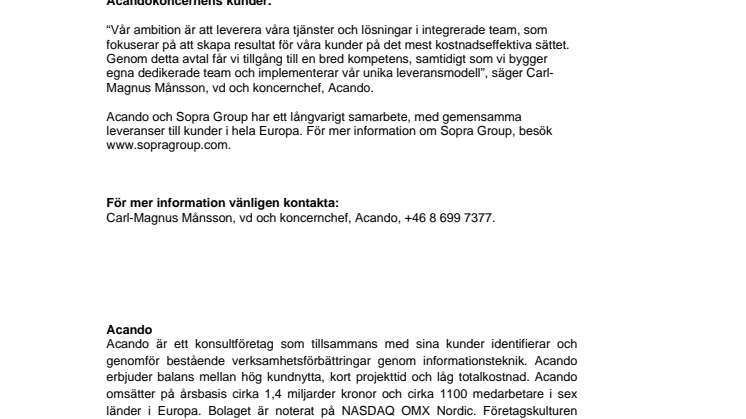 Acando etablerar offshore-leveranskapacitet