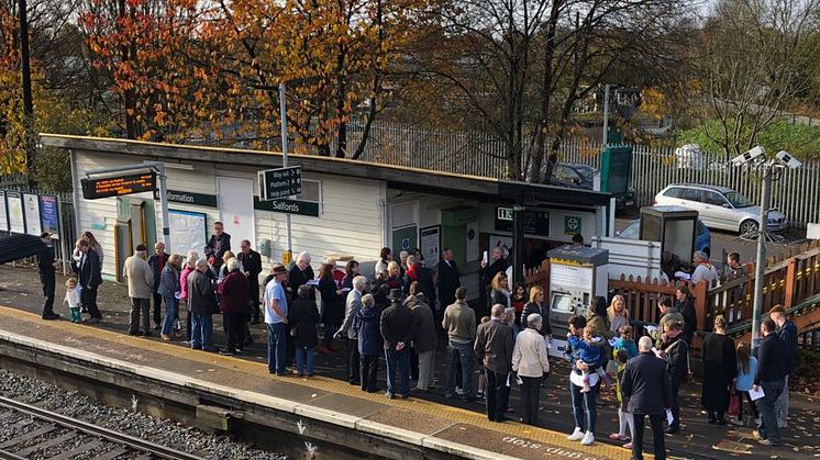 100 year Armistice commemorations at Salfords station in Surrey