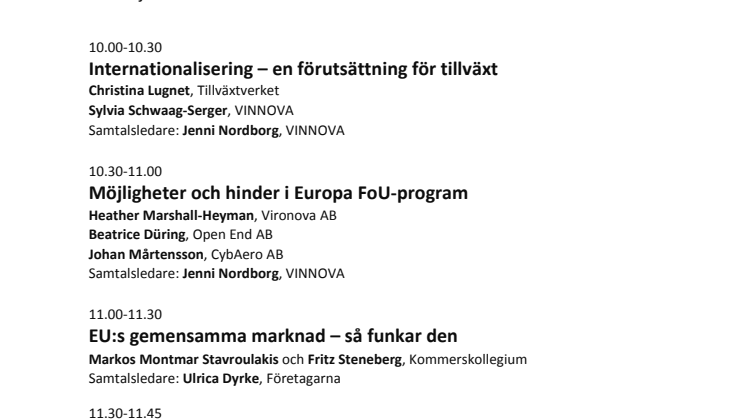 Program - "Vad kan EU göra för mitt företag?"