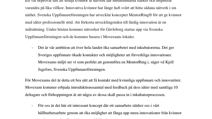 Samarbete för kvinnor som vill utveckla innovativa idéer