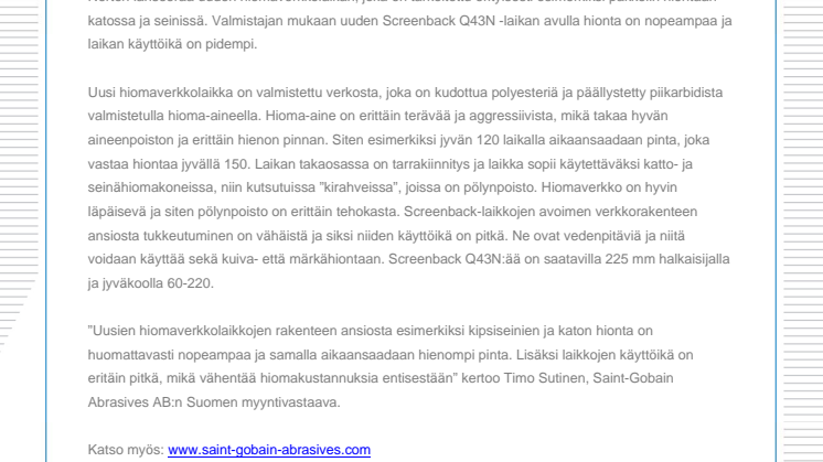 Uudella laikalla nopeampaa katto- ja seinähiontaa
