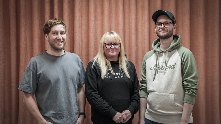 Bildtext: Mattias Bergqvist, Lina Ekström Morin och Johan Sundqvist. Bild: Selma Knutsson / Boden Game Camp