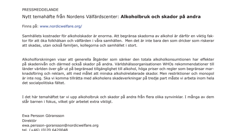 Större fokus på alkoholbrukets skador på andra