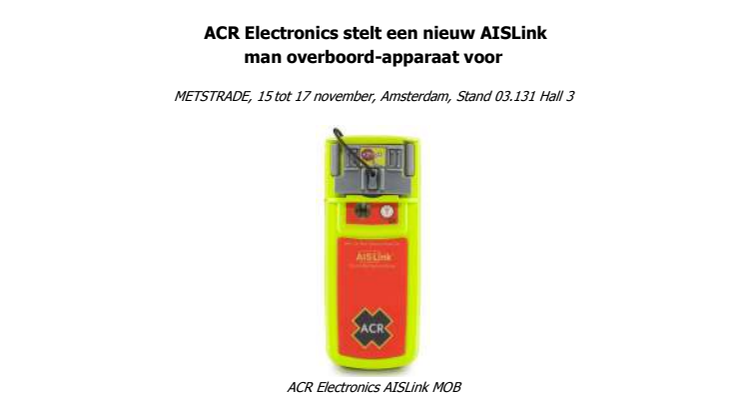 ACR Electronics stelt een nieuw AISLink man overboord-apparaat voor