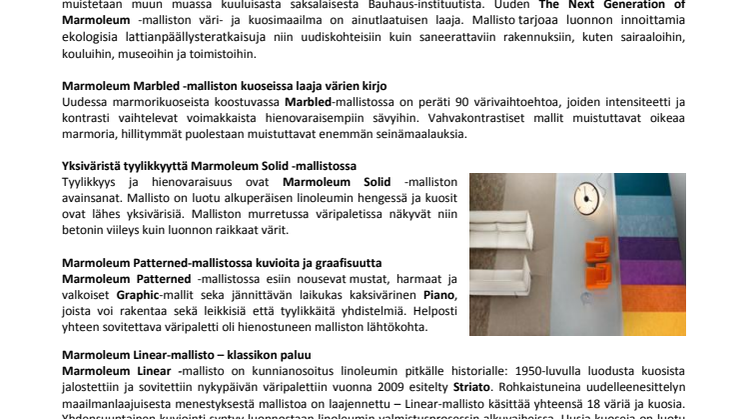 Forbon uusi The Next Generation Of Marmoleum-mallisto tarjoaa klassisia ja moderneja lattiaratkaisuja