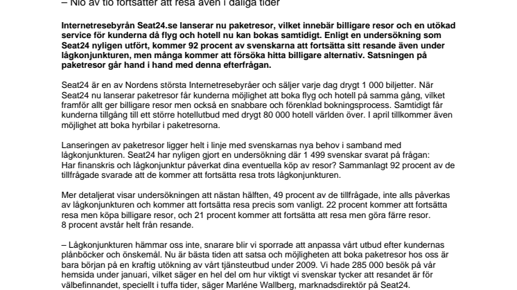 Seat24 storsatsar i lågkonjunkturen – lanserar paketresor 