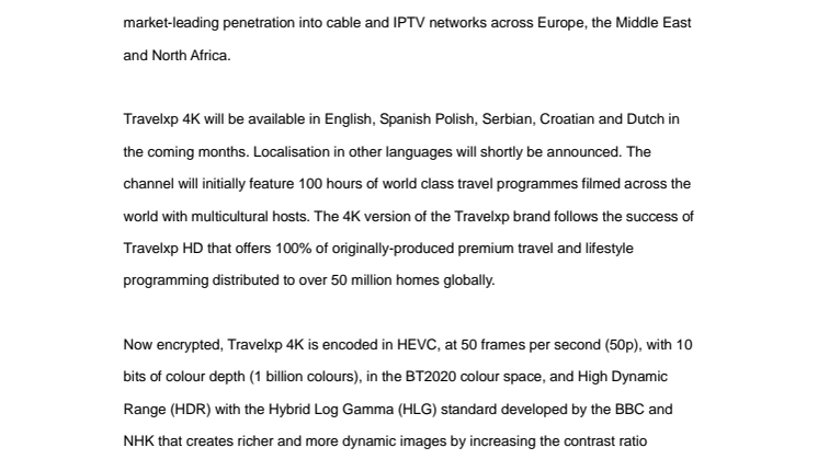 Travelxp 4K gearing up for commercial launch on 1 October at Eutelsat’s popular HOTBIRD neighbourhood 