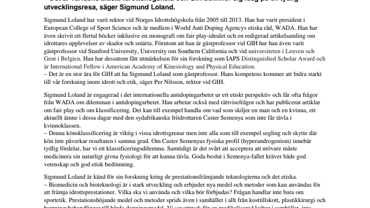 Sigmund Loland ny gästprofessor vid GIH
