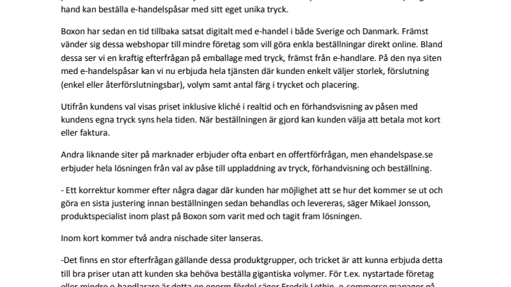 Boxon lanserar ny nischad site - ehandelspase.se