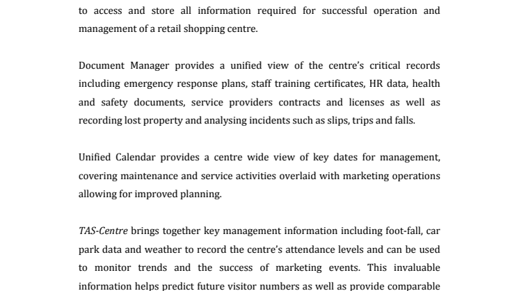 TAS Systems announces TAS-Centre 