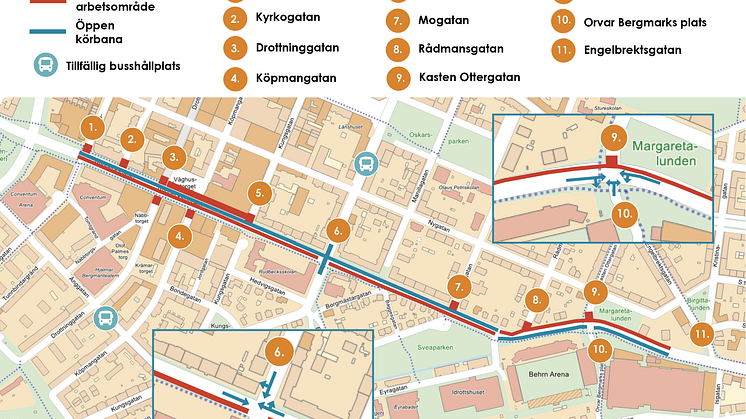 Karta fordonstrafik: Fabriksgatan-Engelbrektsgatan