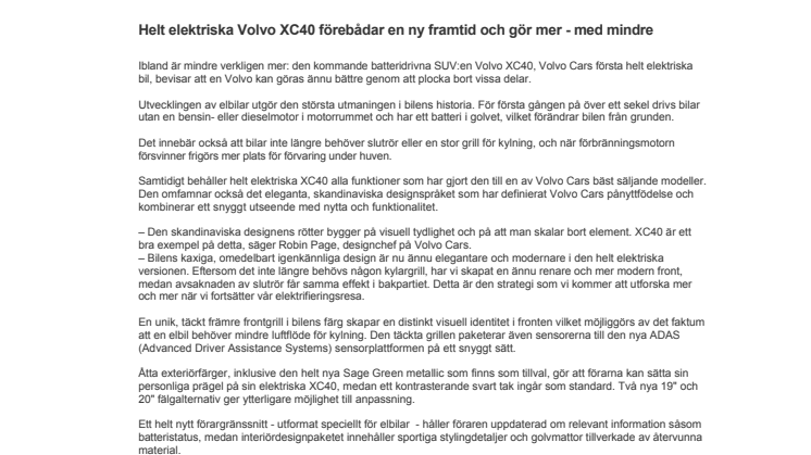 Helt elektriska Volvo XC40 förebådar en ny framtid och gör mer - med mindre