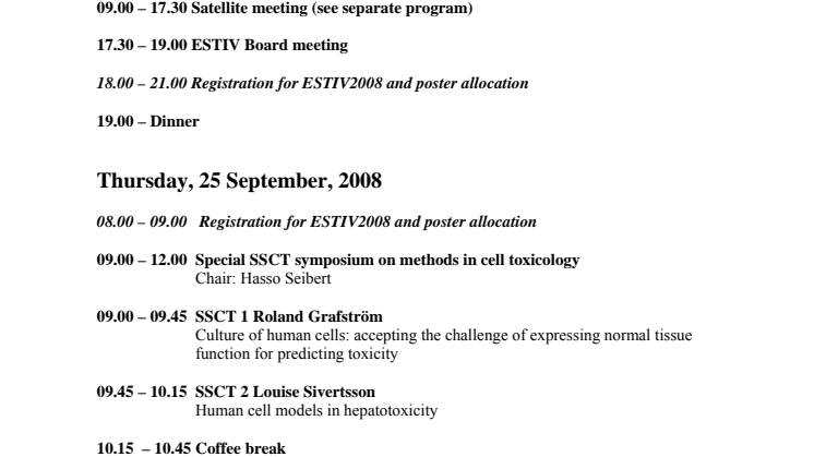 Program, ESTIV2008