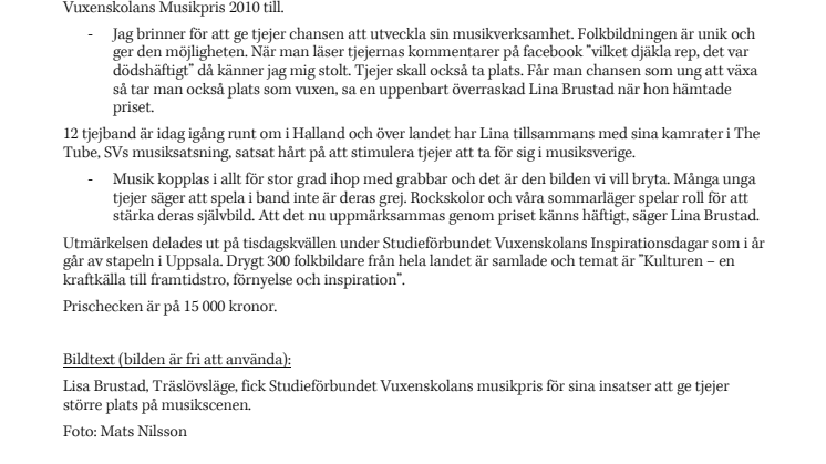 Halländsk tjejsatsning gav musikpris