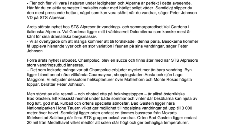 Vandring i Alperna om sommaren lockar allt fler svenskar