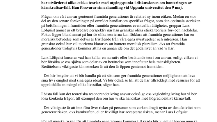 Etiskt perspektiv på kärnkraftsavfallet