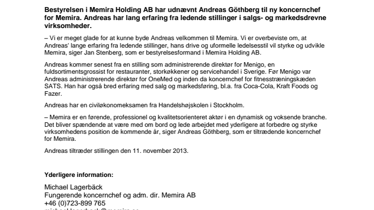 Memira ansætter ny koncernchef