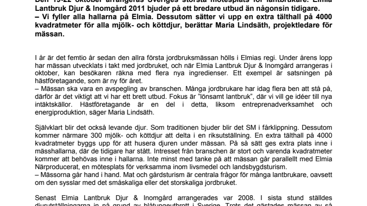 Lantbrukssverige samlas på Elmia i oktober