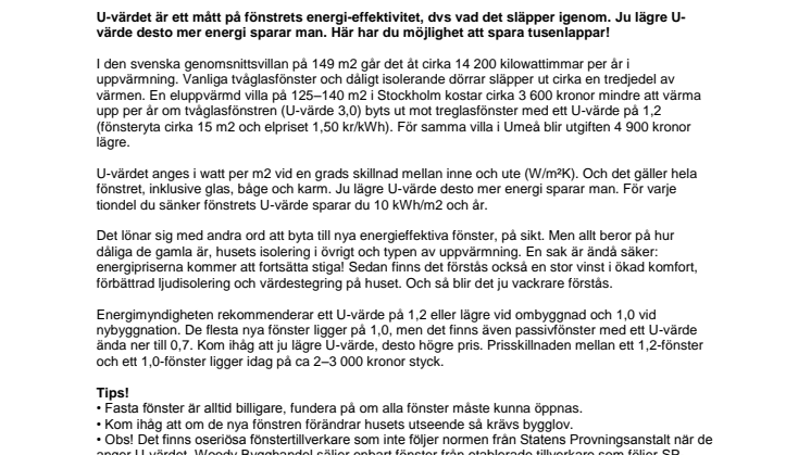 Spara tusenlappar med rätt u-värde!