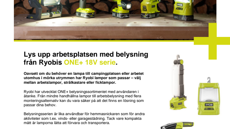 Ryobi 18V ONE+ arbetsbelysning  
