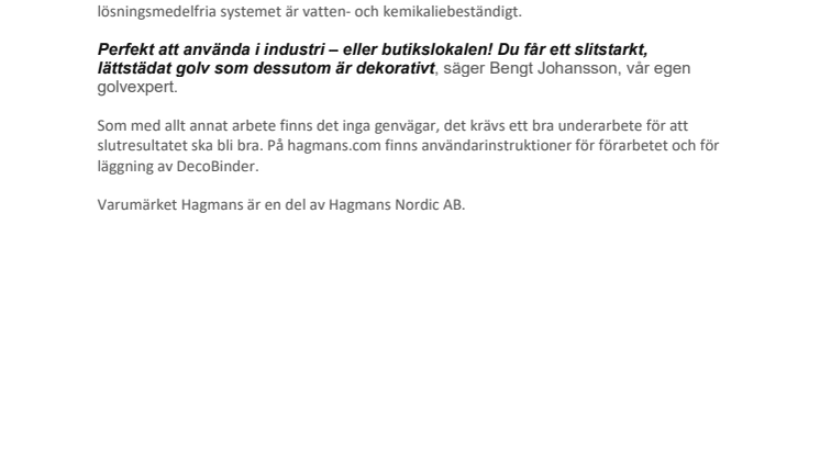 DecoBinder – dekorativ beläggning för betonggolv