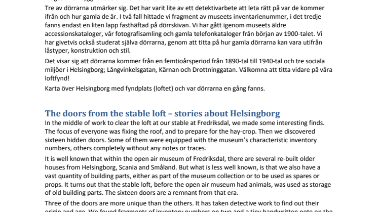 Skyltexter till dörrutställning